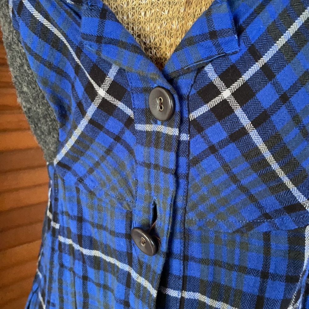 Free People | Blue Plaid Flannel Leather Strap Dress  - Gem